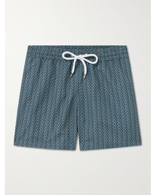 Shorts da mare corti slim-fit in tessuto riciclato stampato di Frescobol Carioca in Blue da Uomo