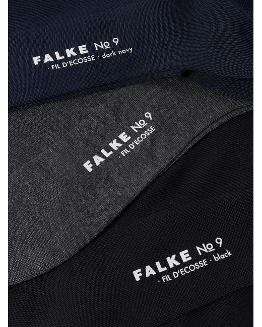 Falke Blue No. 9 Pure Fil D ́écosse Three-pack Cotton-blend Socks for men