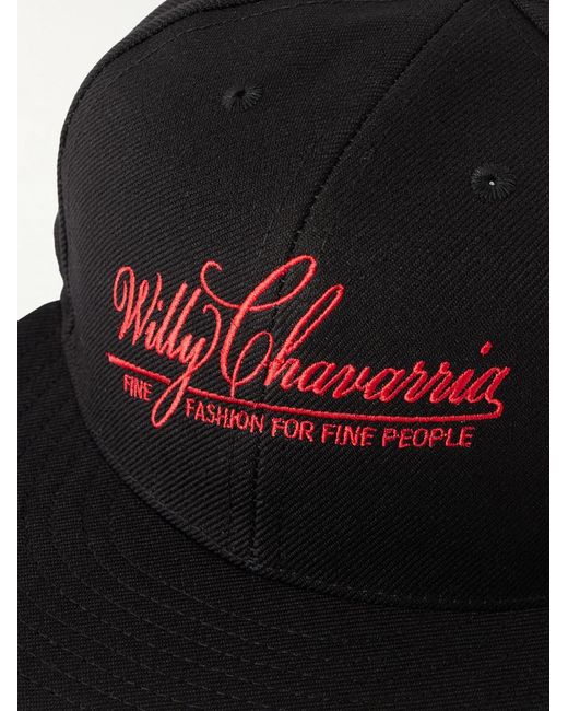Willy Chavarria Black Fine Fashion Logo-Embroidered Twill Baseball Cap for men