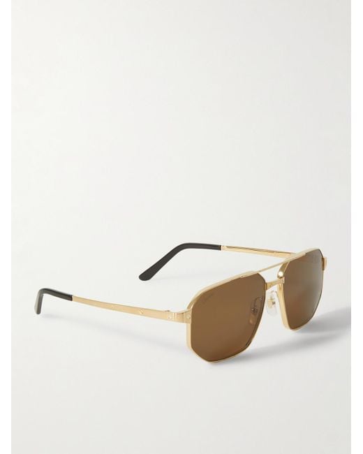 Cartier Natural Santos De Cartier Aviator-style Gold-tone Sunglasses for men