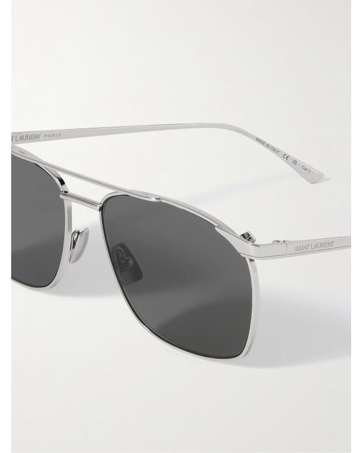 Saint Laurent Gray Aviator-Style-Tone Sunglasses for men