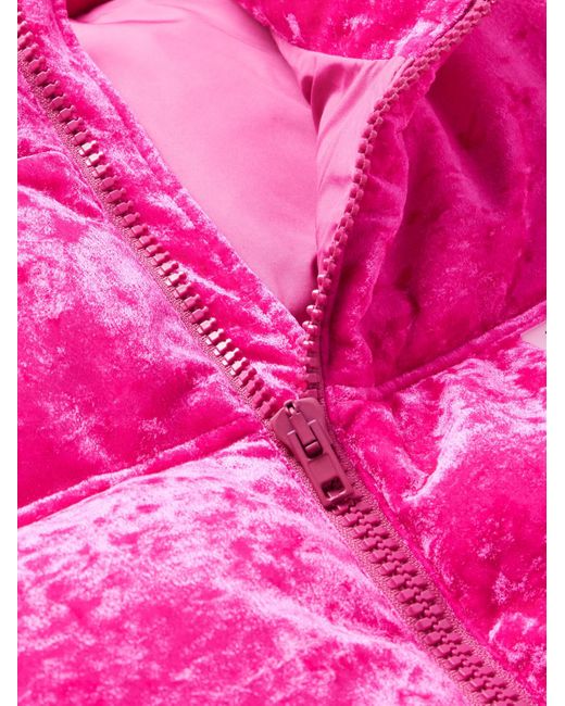 Vetements Pink Oversized Logo-Appliquéd Quilted Crushed-Velvet Down Jacket for men