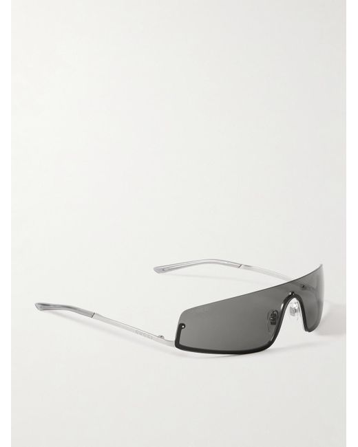 Gucci Gray D-frame Silver-tone Sunglasses for men