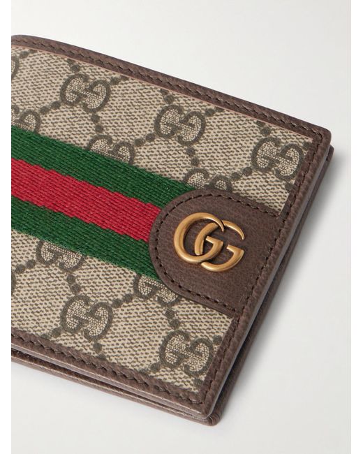 Gucci Metallic Ophidia Leather-Trimmed Canvas Bi-Fold Wallet for men