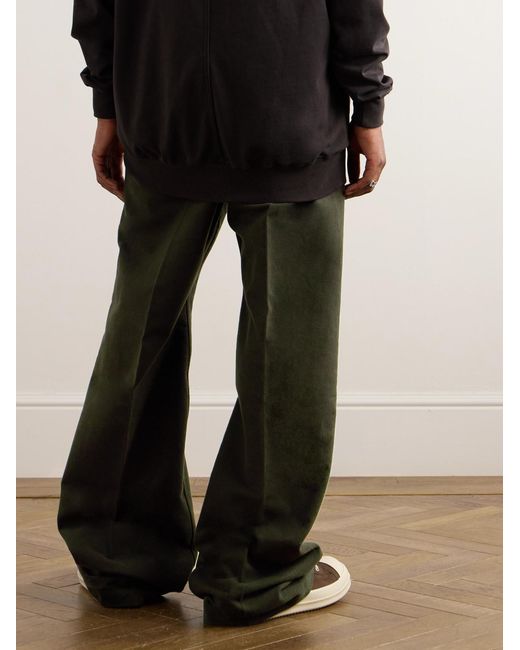 Rick Owens Green Geth Straight-Leg Brushed Cotton-Twill Trousers for men