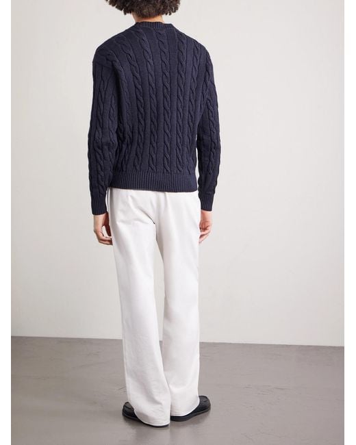 Dunhill Blue Cable-knit Cotton Sweater for men