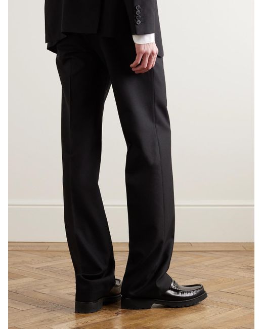 Dries Van Noten Black Straight-leg Grain De Poudre Wool Trousers for men