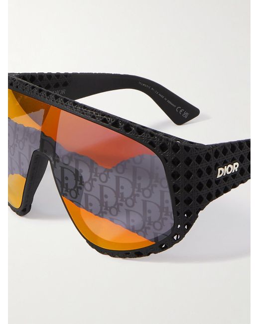 Occhiali da sole in acetato testurizzato con montatura rotonda Dior3D M1U di Dior in Orange da Uomo