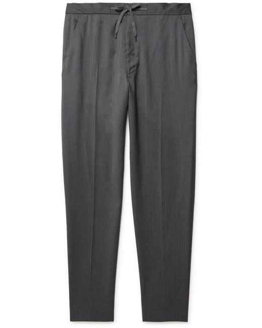 Mr P. Gray Tapered Wool Drawstring Trousers for men