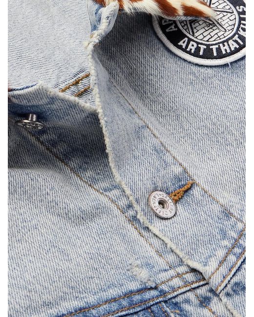 GALLERY DEPT. Blue Headline Logo-Appliquéd Printed Denim Jacket for men