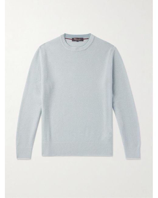 Loro Piana Blue City Birdseye Baby Cashmere Sweater for men