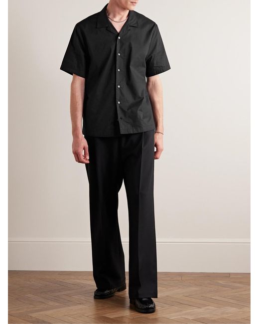 James Perse Black Convertible-Collar Cotton Shirt for men