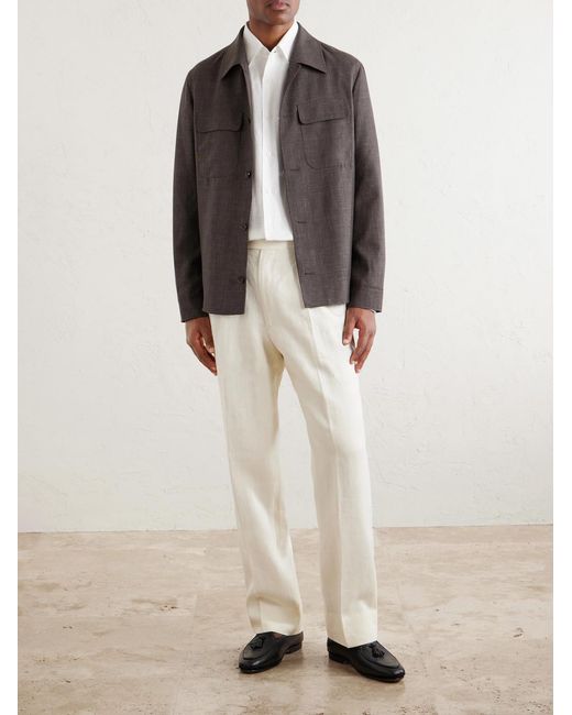 Mr P. Brown Wool, Silk And Linen-Blend Overshirt for men
