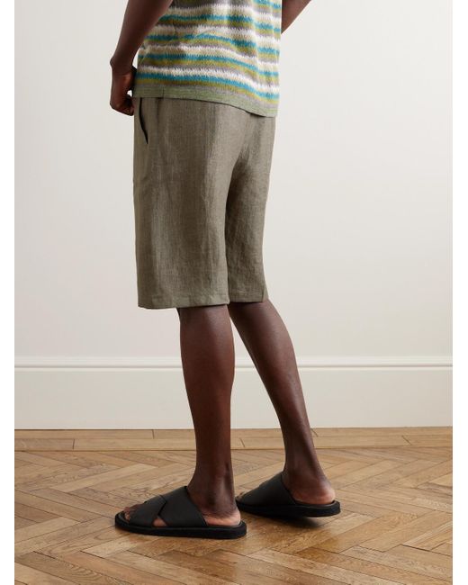 Piacenza 1733 Gray Tapered Linen-Twill Bermuda Shorts for men