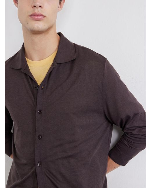 Altea Purple Julius Lyocell And Cotton-Blend Jersey Shirt for men