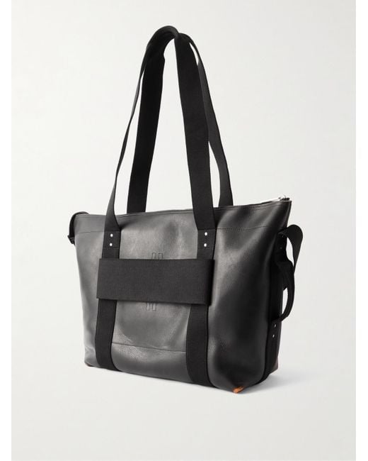 Rick Owens Black Webbing-Trimmed Burnished-Leather Weekend Bag for men