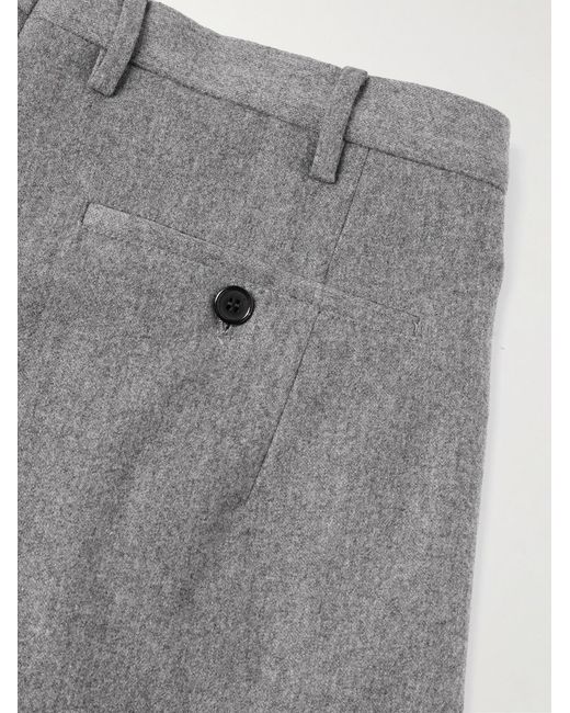 Slowear Gray Straight-Leg Pleated Wool-Blend Flannel Suit Trousers for men