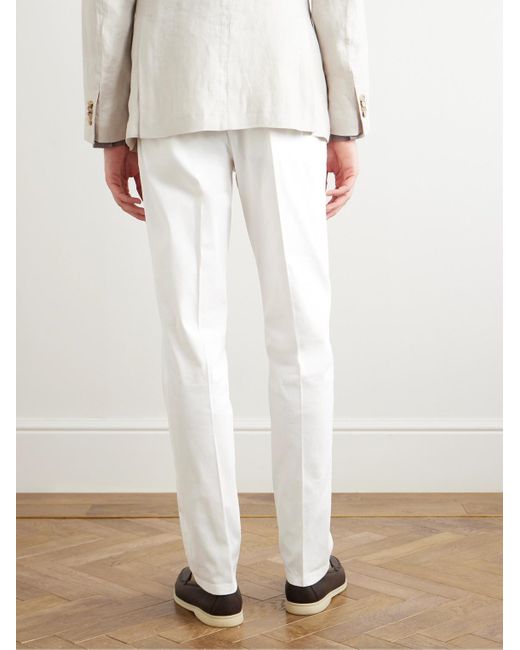 Boglioli Gerade geschnittene Hose aus Twill aus einer Baumwollmischung in White für Herren