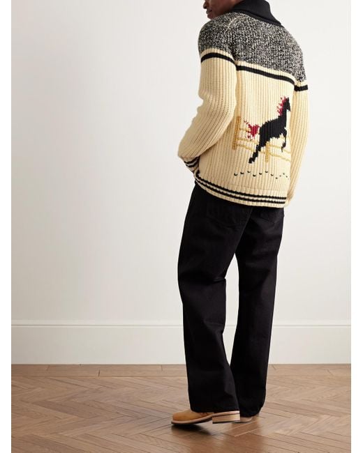Guest In Residence Rodeo Cardigan aus einer Woll-Kaschmirmischung mit Intarsienmotiven und Schalkragen in Black für Herren