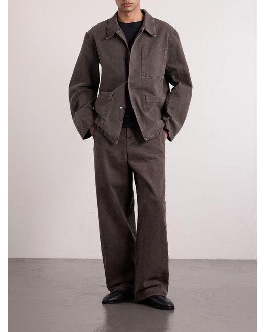 Amomento Brown Garment Dyed Wide-Leg Jeans for men