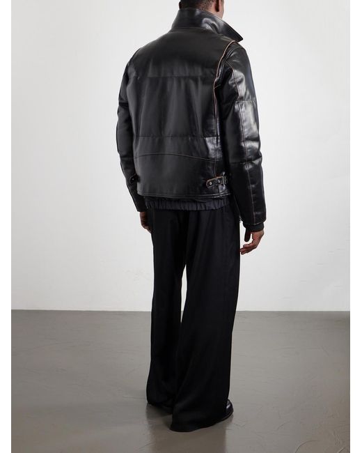 Sacai Black Leather Down Jacket for men