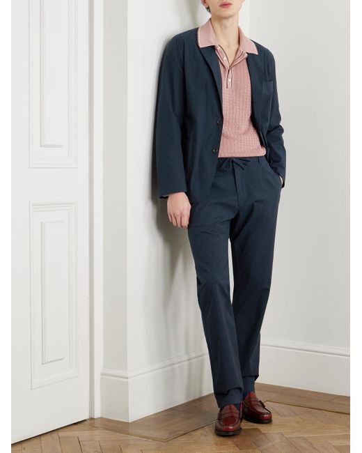 Hartford Blue Jonny Unstructured Stretch-Cotton Suit Jacket for men