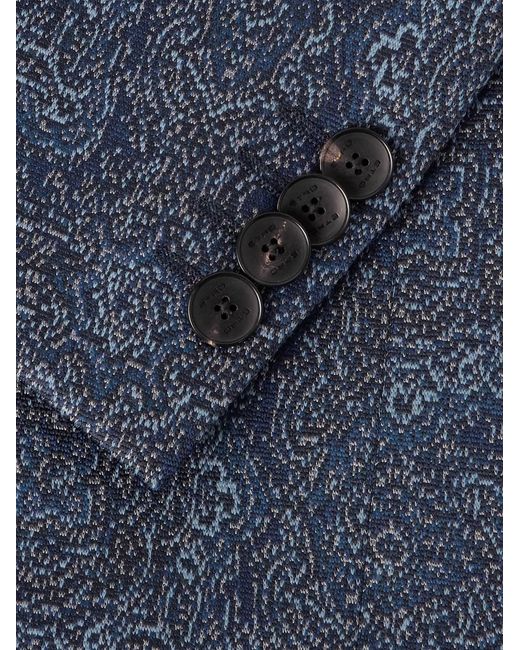 Etro Blue Roma Slim-fit Jacquard Blazer for men