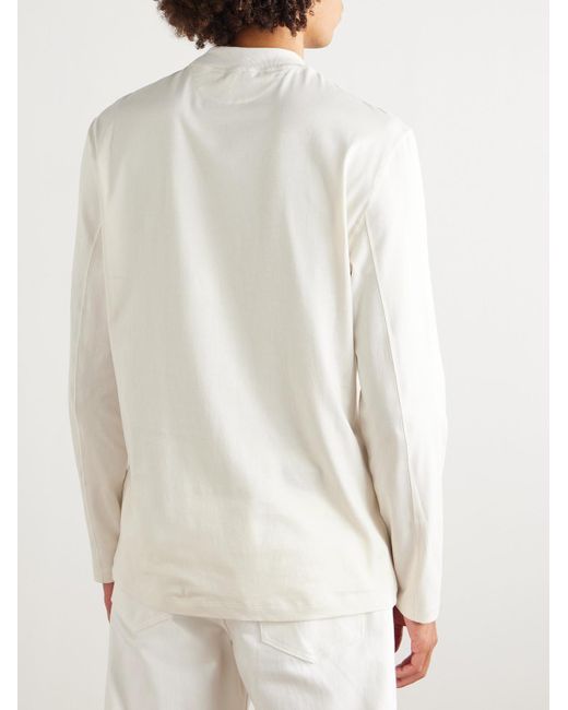 Brunello Cucinelli Natural Logo-print Cotton-jersey Mock-neck T-shirt for men