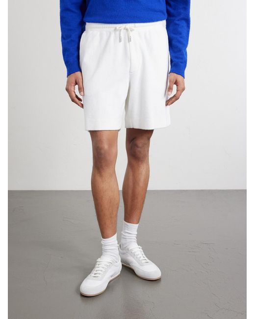 Mr P. White Straight-Leg Organic Cotton And Silk-Blend Terry Shorts for men