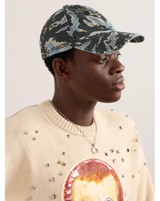 Acne Green Carliy Logo-Embroidered Camouflage-Print Cotton-Ripstop Baseball Cap