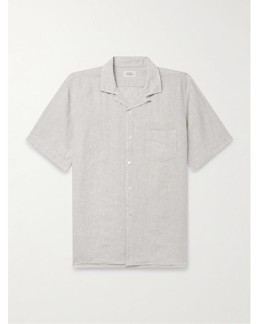 Camicia in lino con colletto convertibile Palm di Hartford in White da Uomo