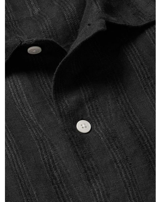 Oliver Spencer Hemd aus besticktem Leinen mit Reverskragen in Black für Herren
