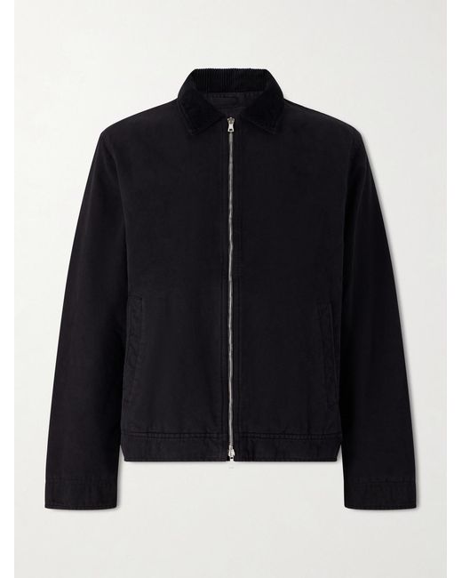 Mr P. Black Corduroy-Trimmed Organic Cotton Coach Jacket for men