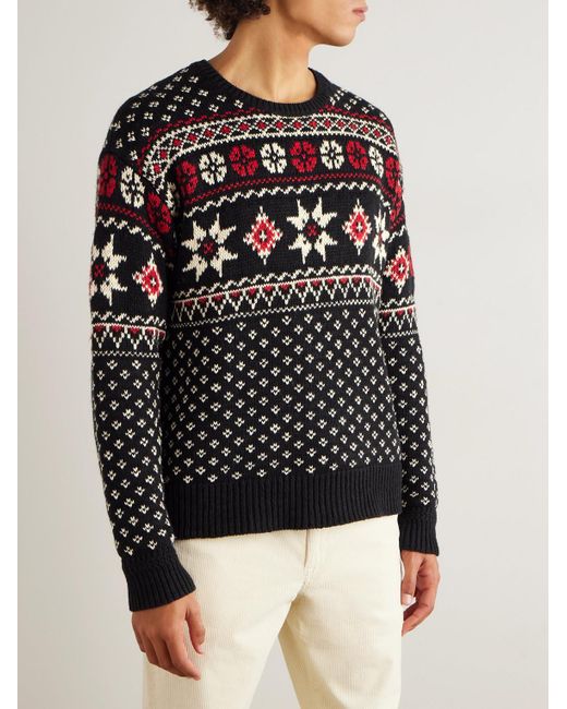 Polo Ralph Lauren Black Intarsia Cotton And Cashmere-blend Sweater for men