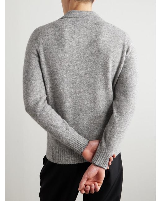 Brunello Cucinelli Gray Bouclé Polo Shirt for men