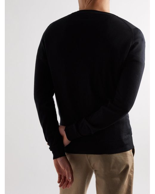 John Smedley Black Lundy Merino Wool Sweater for men