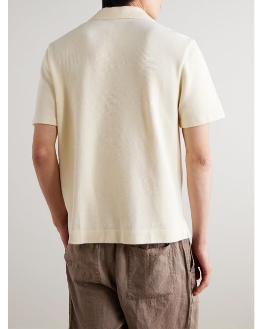 Mr P. Natural Camp-Collar Two-Tone Organic Cotton-Piqué Shirt for men