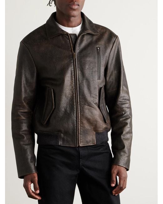 The Row Black Akia Leather Jacket for men
