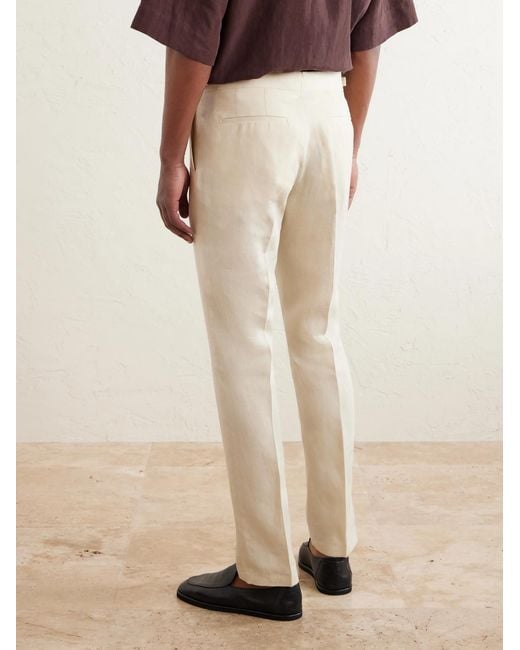 Orlebar Brown Natural Griffon Tapered Linen Trousers for men