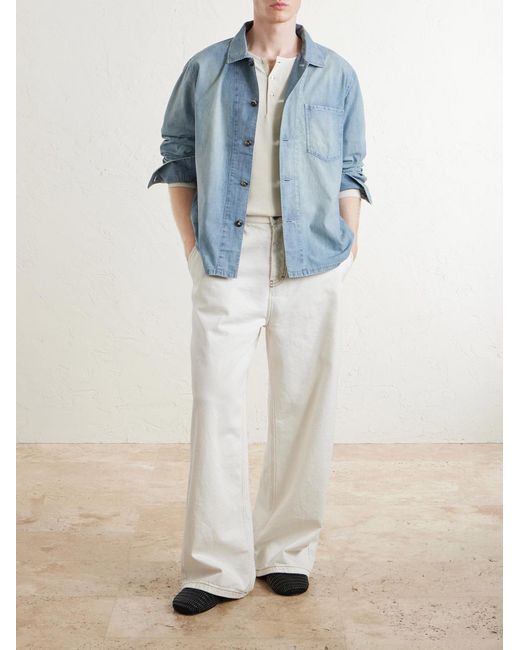 J.W. Anderson Blue Slant Logo-Appliquéd Panelled Denim Shirt for men