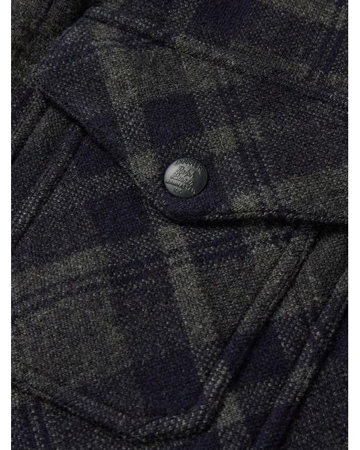 RRL Blue Checked Wool-jacquard Overshirt for men