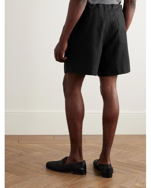 STÒFFA Black Linen-Twill Shorts for men