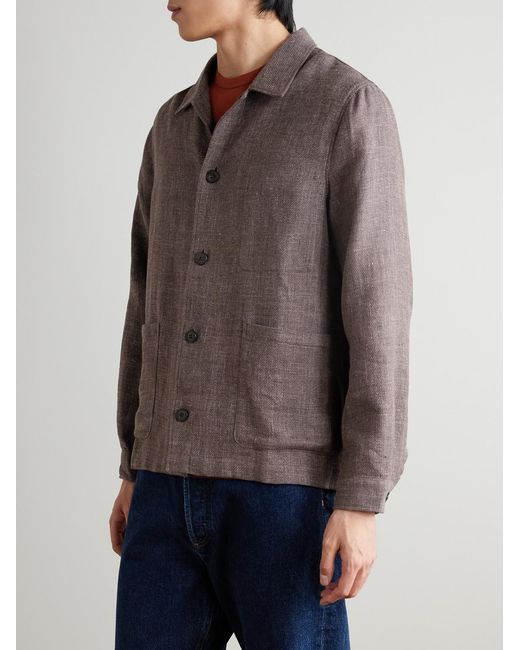 Sunspel Brown Cotton And Linen-blend Overshirt for men