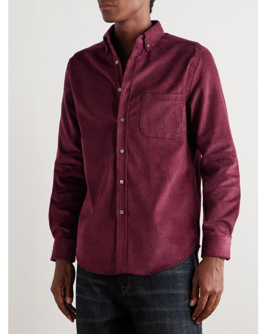 Portuguese Flannel Purple Lobo 2.0 Button-down Collar Cotton-corduroy Shirt for men