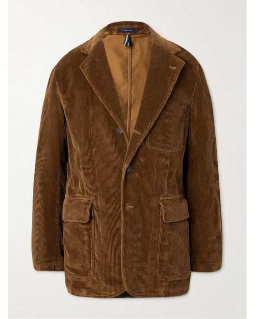 Drake's Brown Unstructured Cotton-corduroy Blazer for men