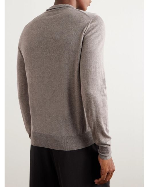 Canali Gray Slim-fit Wool Half-zip Sweater for men