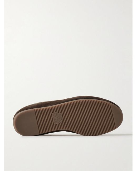 Mulo Brown Shearling-Lined Suede-Trimmed Wool Loafers for men
