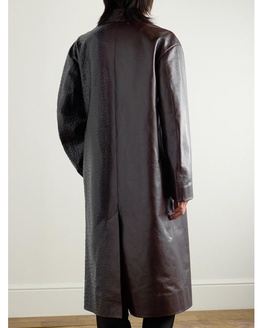 Loewe Brown Oversized Dégradé Ostrich-effect Leather Coat for men