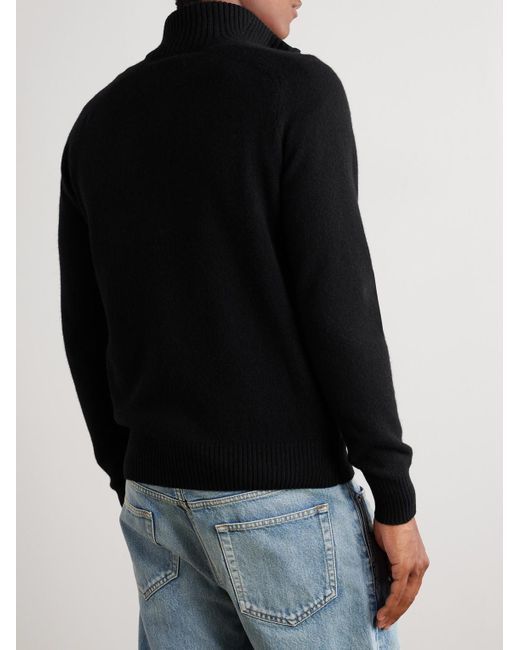 Tom Ford Rollkragenpullover aus einer Woll-Kaschmirmischung mit kurzem Reißverschluss in Blue für Herren