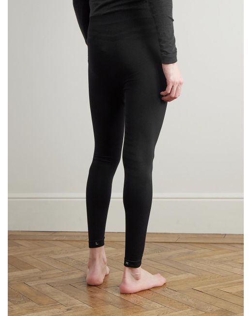 Falke Black Recycled Ribbed-Knit Ski Tights for men